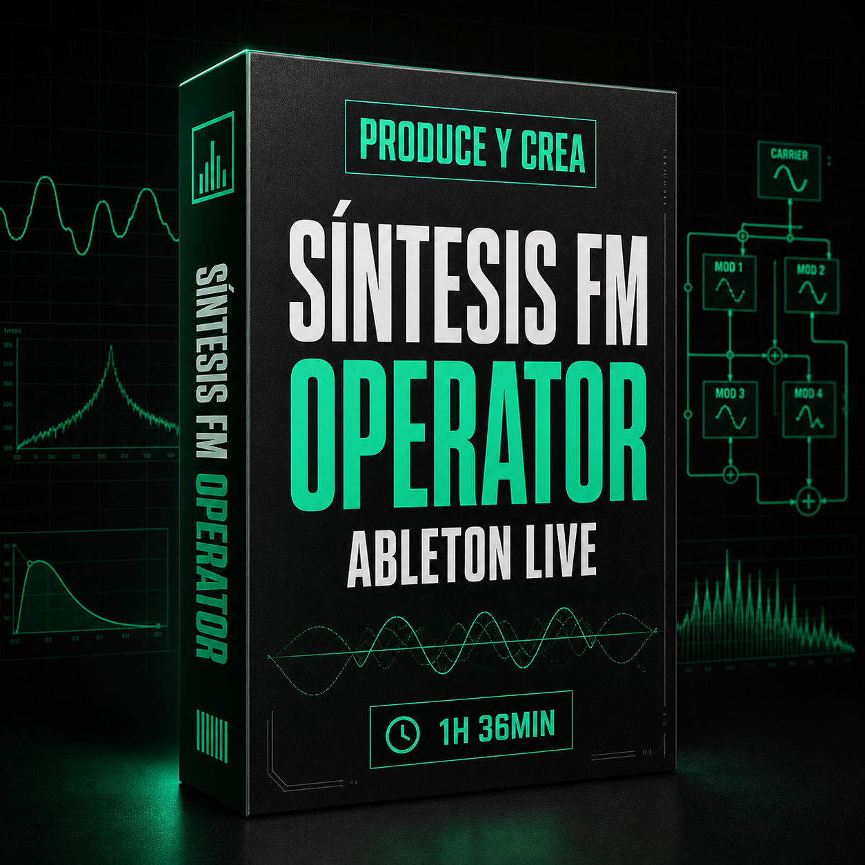 Mockup del videocurso Síntesis FM y procesamientos con Operator de Produce y Crea